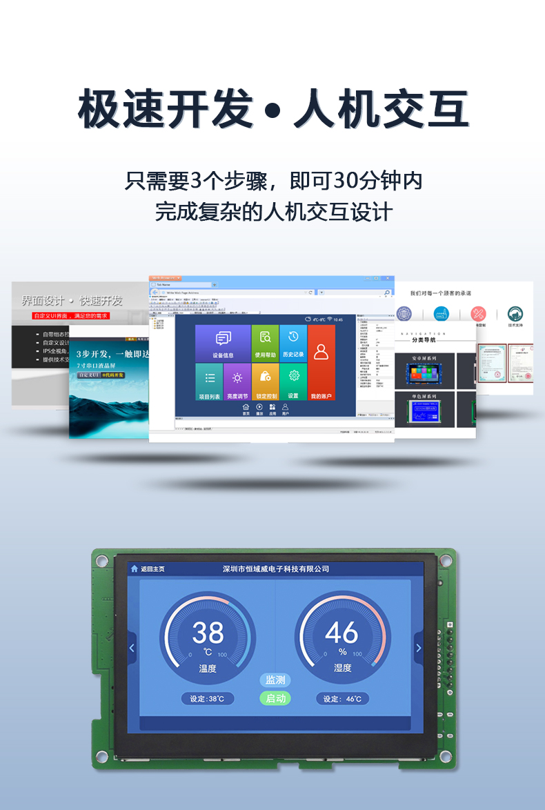 HYW043F1K 带外壳工业串口显示屏 支持WiFi 音频播放