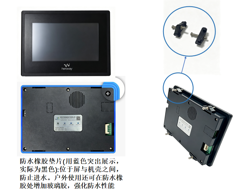 HYW070FGK 7寸高性能宽温带壳触摸一体工业串口屏