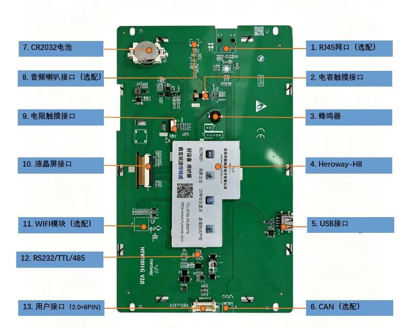 HYW101FG 10寸宽温高性能电力医疗串口屏 支持WiFi