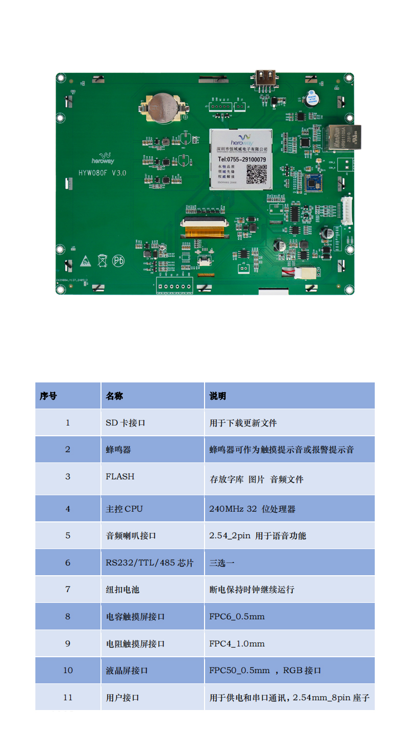 HYW080F3.0/8寸无触摸 485通信医疗屏 上位机显示屏