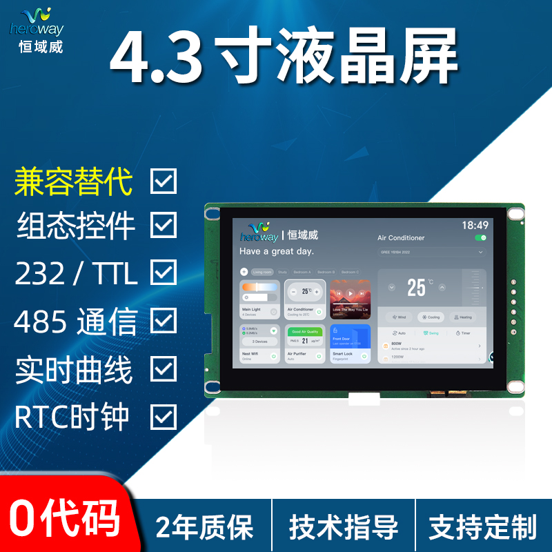HYW043M 4.3寸电阻触摸 智能HMI组态工业显示屏 超性价比